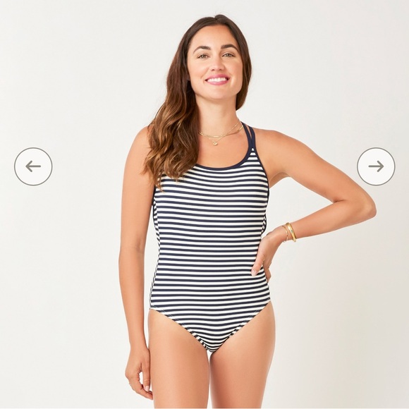 Carve Designs Beacon One-Piece Swimsuit - Navy & White - Picture 2 of 5